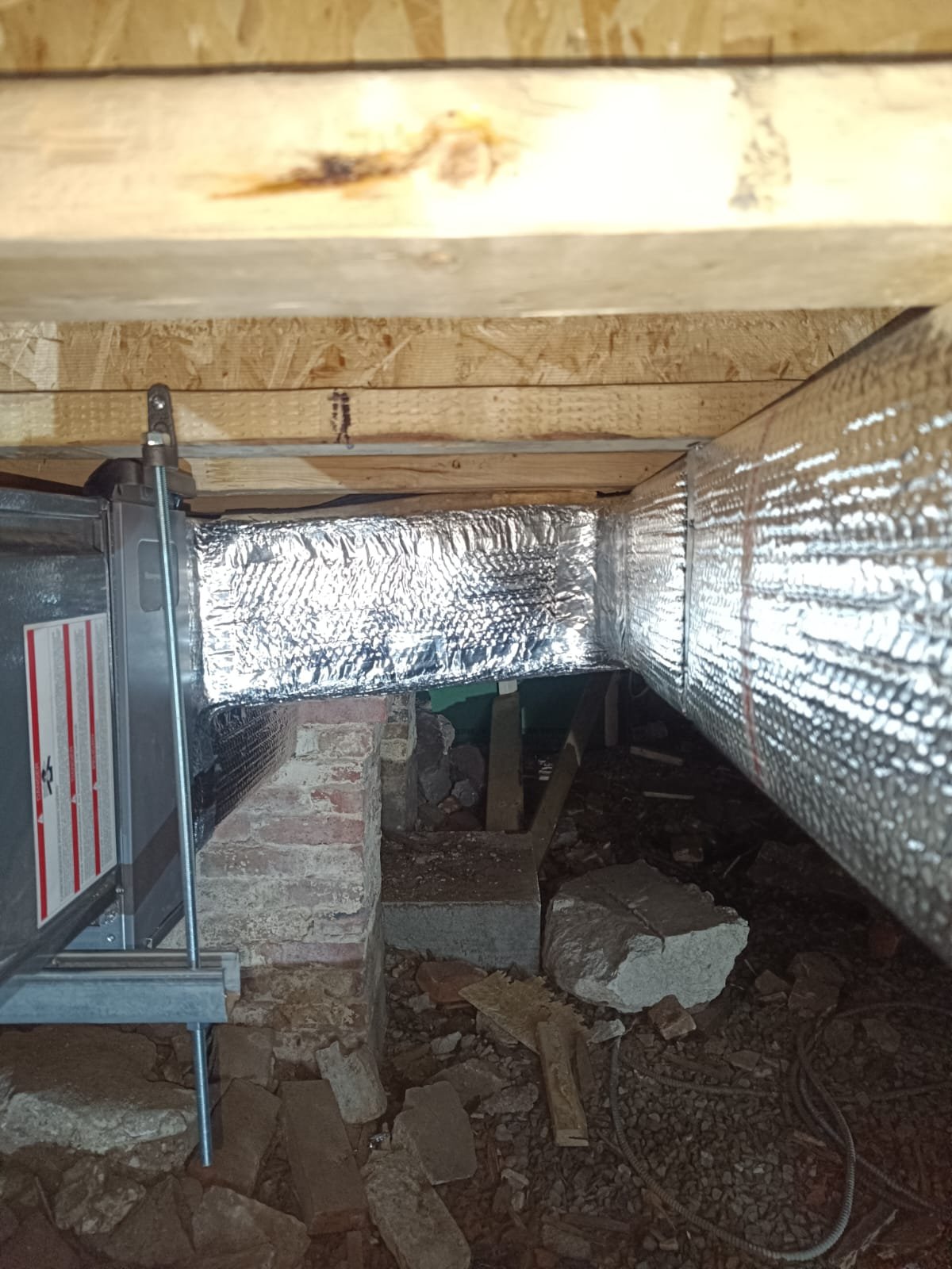 Insulated duct run by Mariano HVAC in Massachusetts