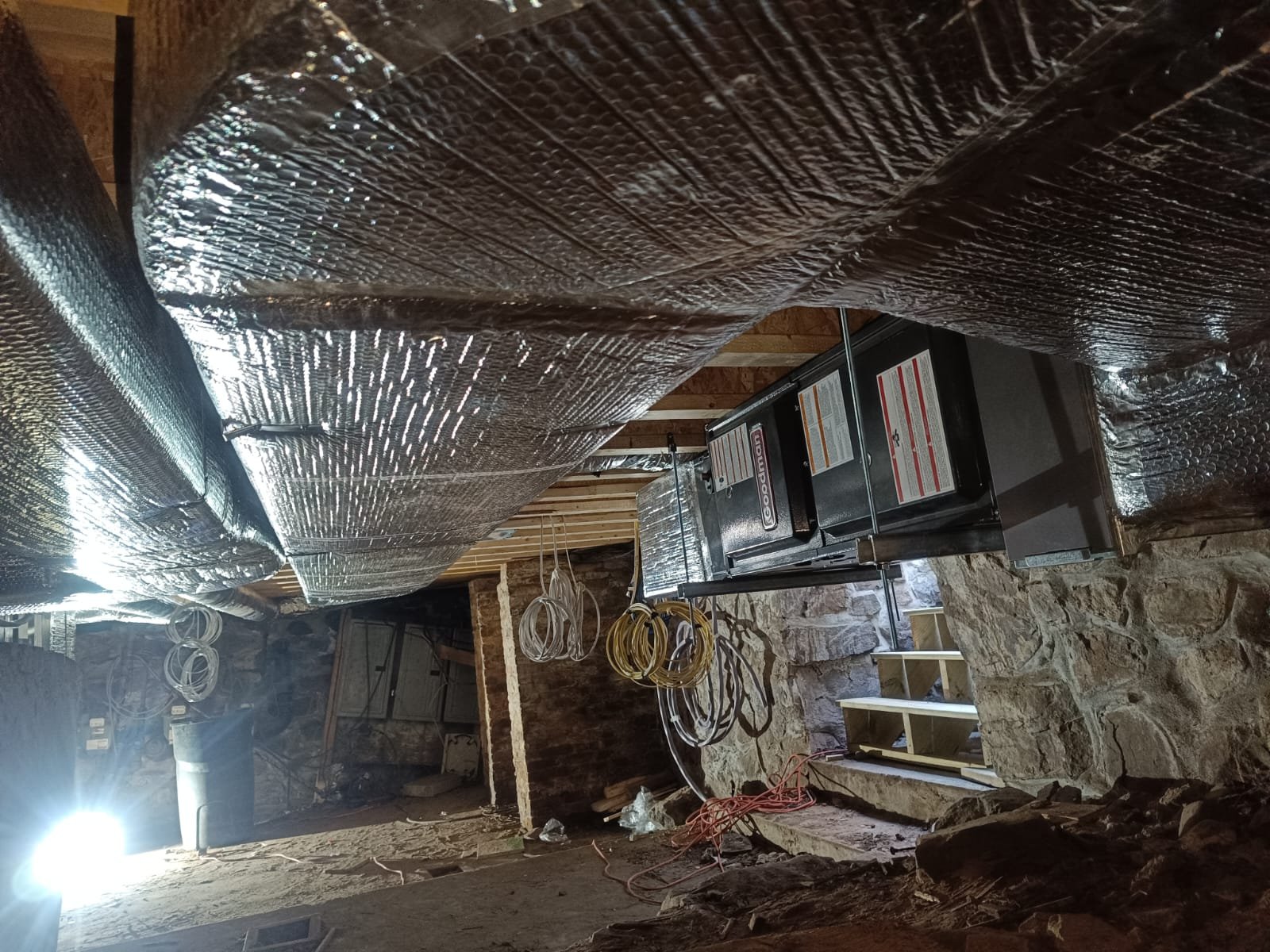 Basement ductwork installation