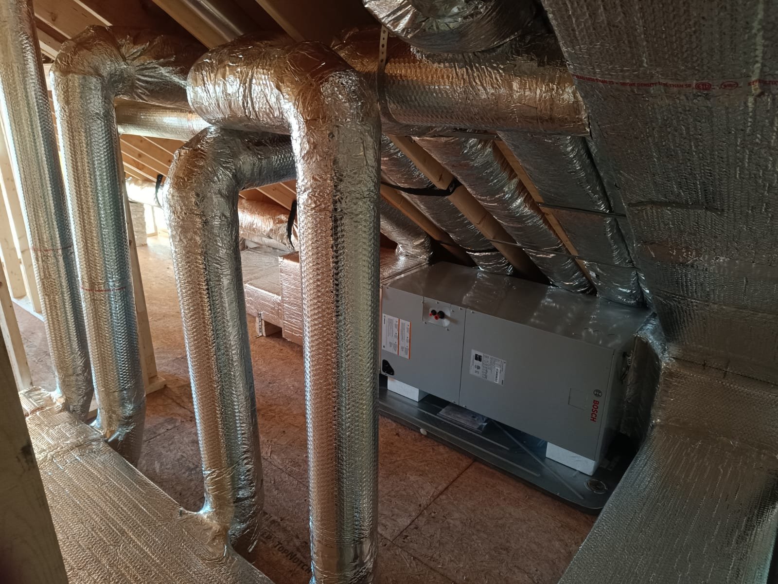 Duct risers in new construction by Mariano HVAC in Massachusetts