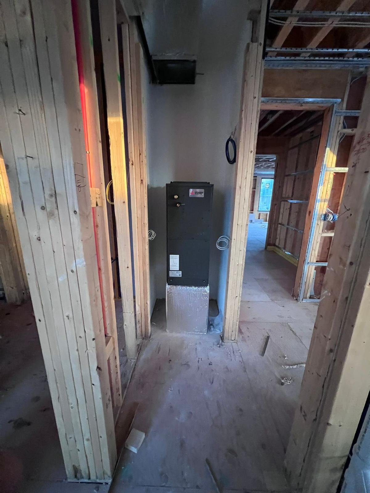 Air handler in new construction by Mariano HVAC in Massachusetts