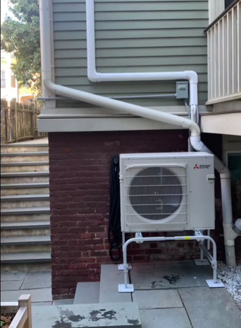 Ductless mini-split outdoor unit installed at a home