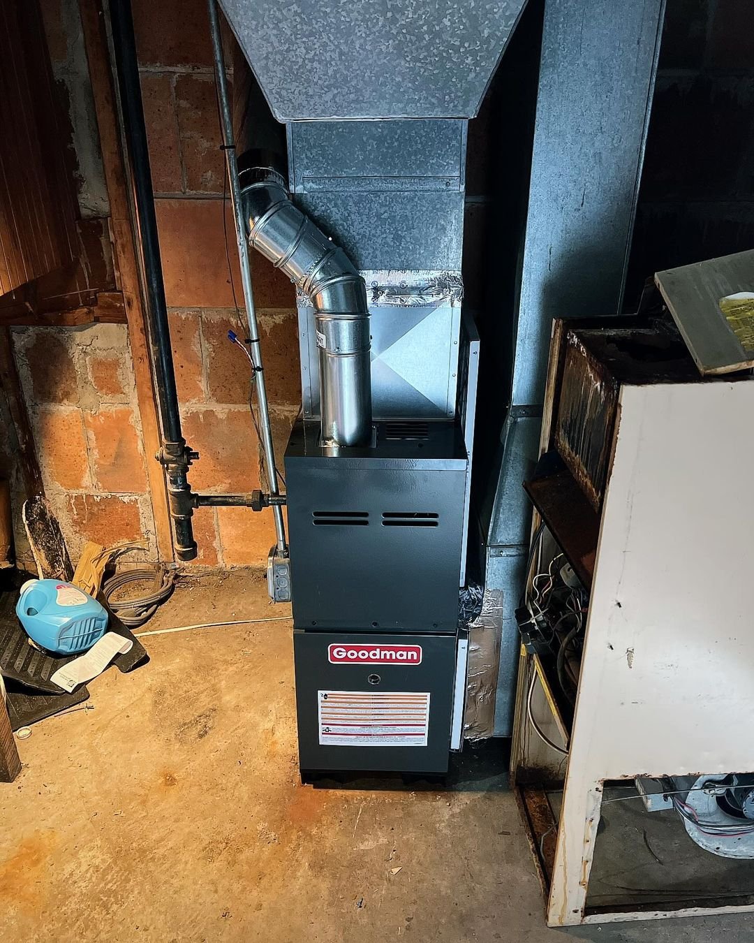 Gas furnace installation in a Massachusetts basement